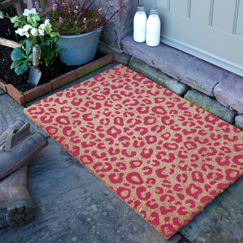artsy doormats Pink Leopard Print Doormat (90 x 60cm)