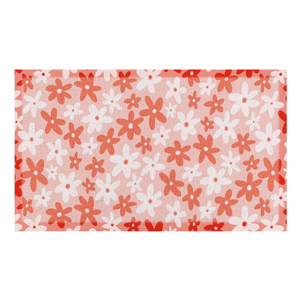 Artsy Doormats Pink Red Floral Doormat X Hannah Maria Designs