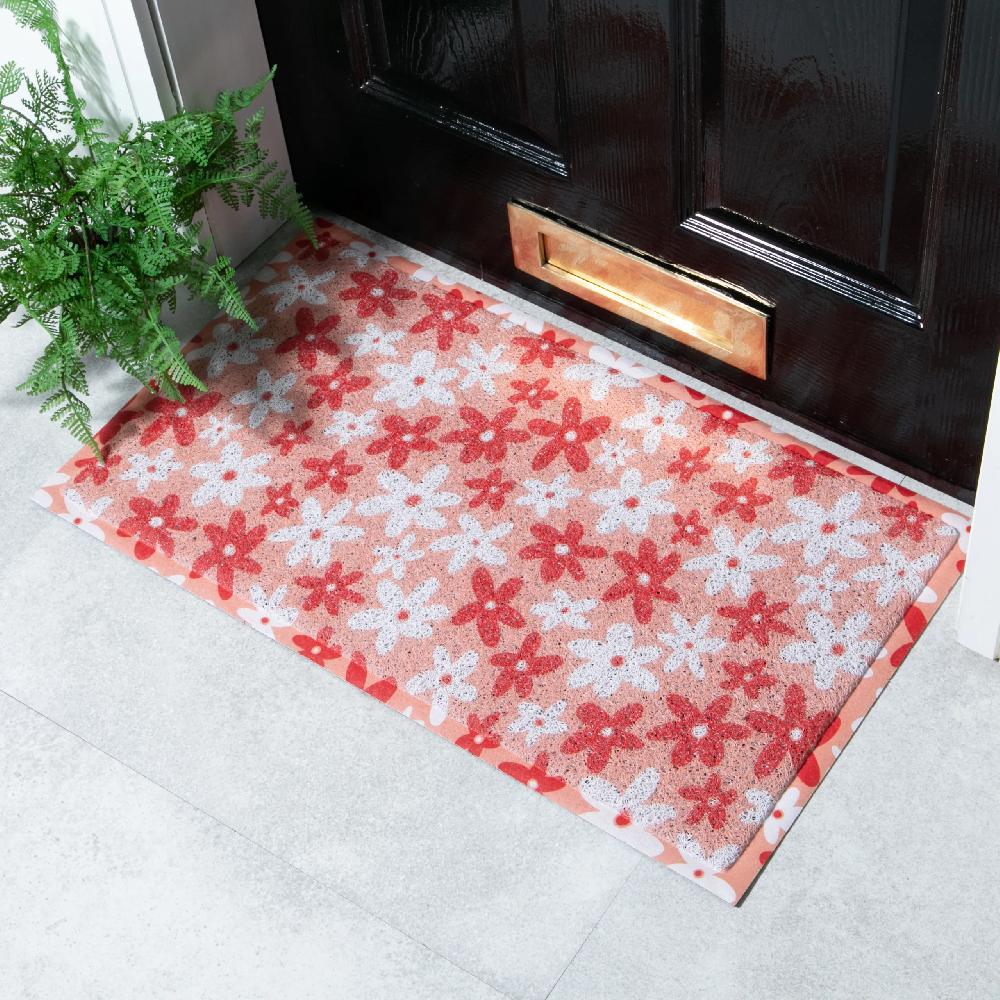 artsy doormats Pink Red Floral Doormat x Hannah Maria Designs