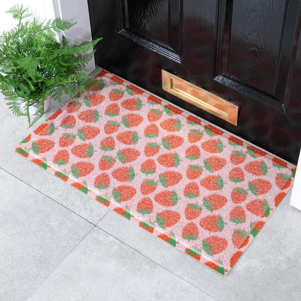 artsy doormats Pink Strawberry Pattern Doormat (70 x 40cm)