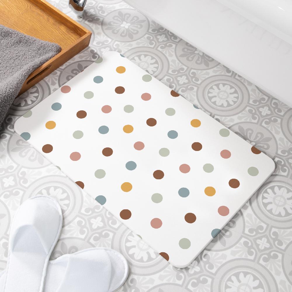 artsy doormats Polka Dot White Non Slip Stone Bath Mat