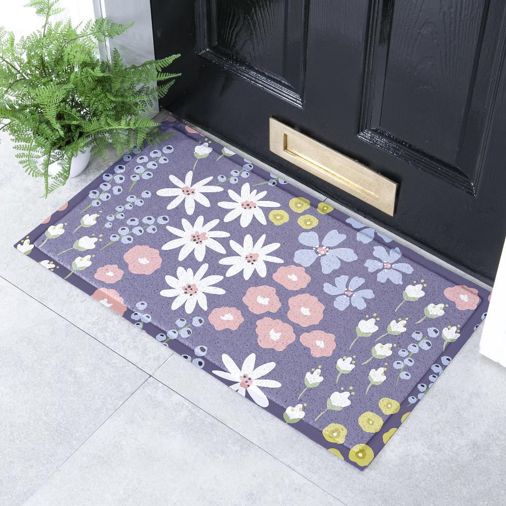 Artsy Doormats Purple Floral Pattern Doormat (70 X 40cm)
