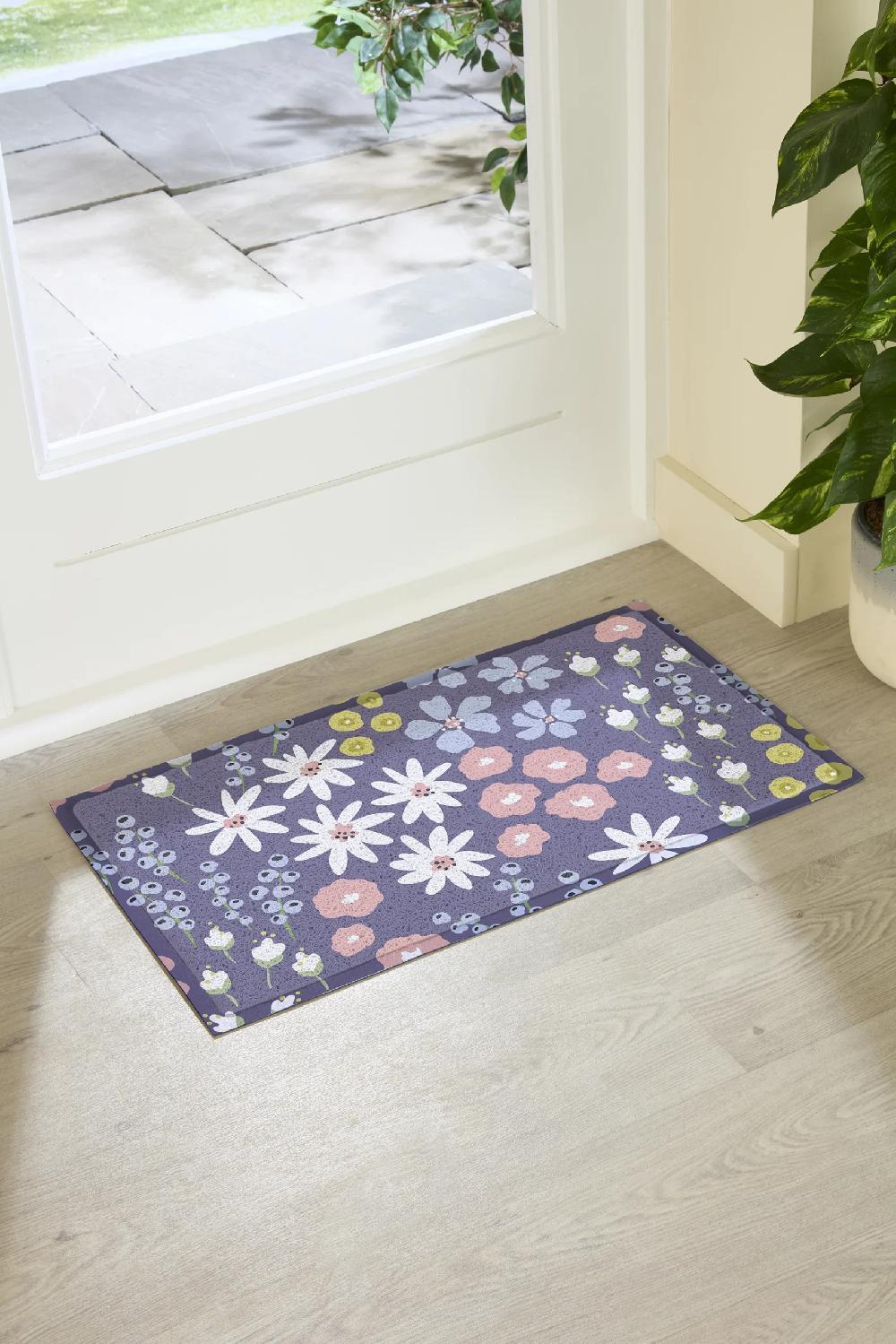 artsy doormats Purple Floral Pattern Doormat (70 x 40cm)