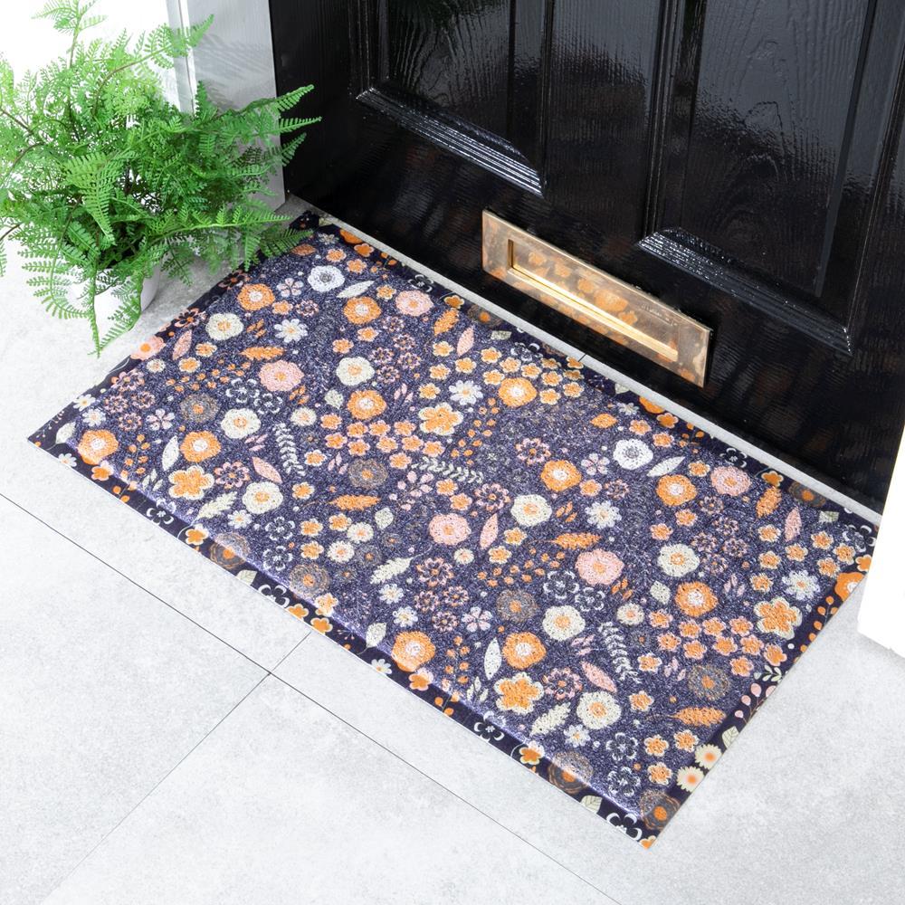 artsy doormats Purple Flower Pattern Doormat (70 x 40cm)
