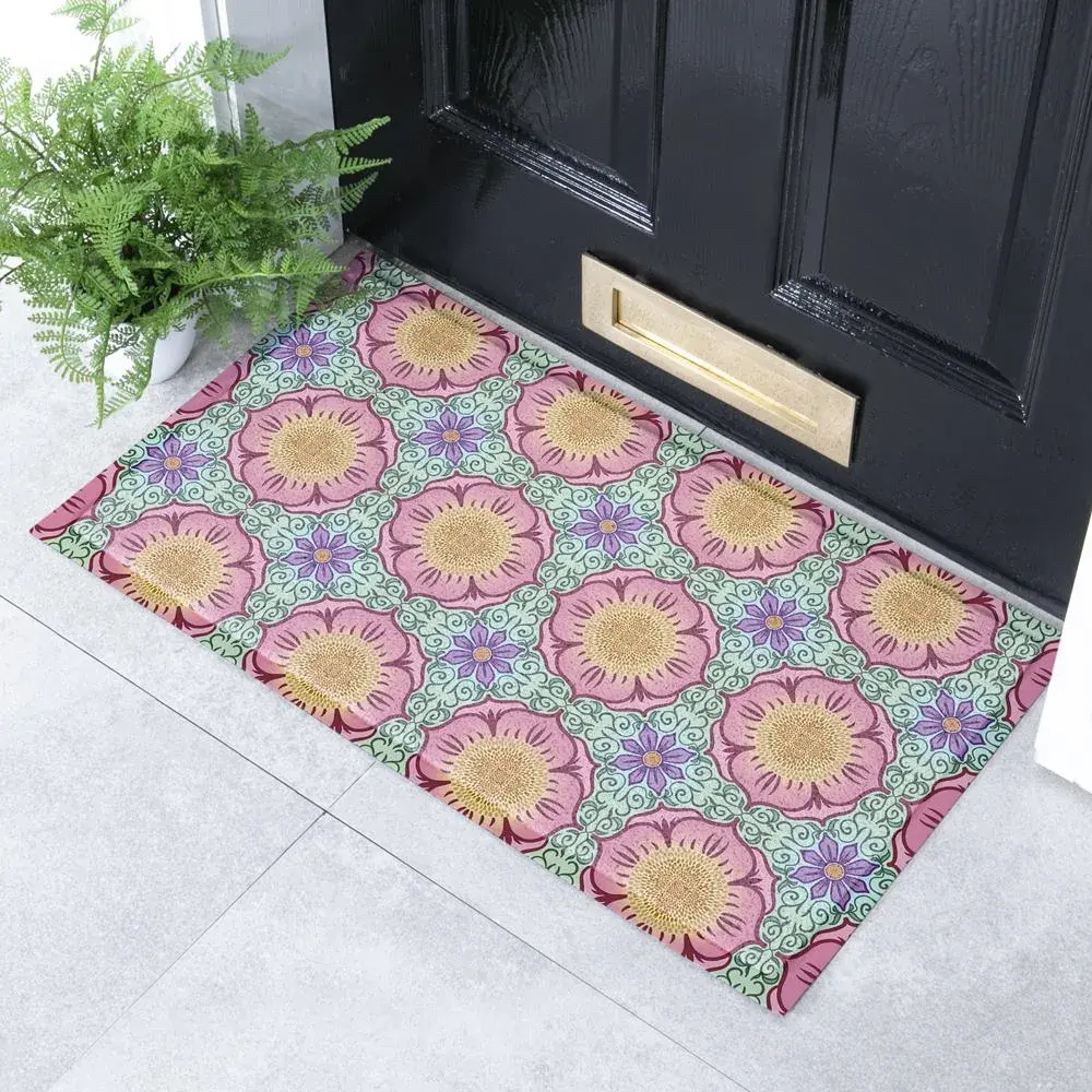 artsy doormats Vibrant Floral Pattern Indoor & Outdoor Doormat – 70x40cm