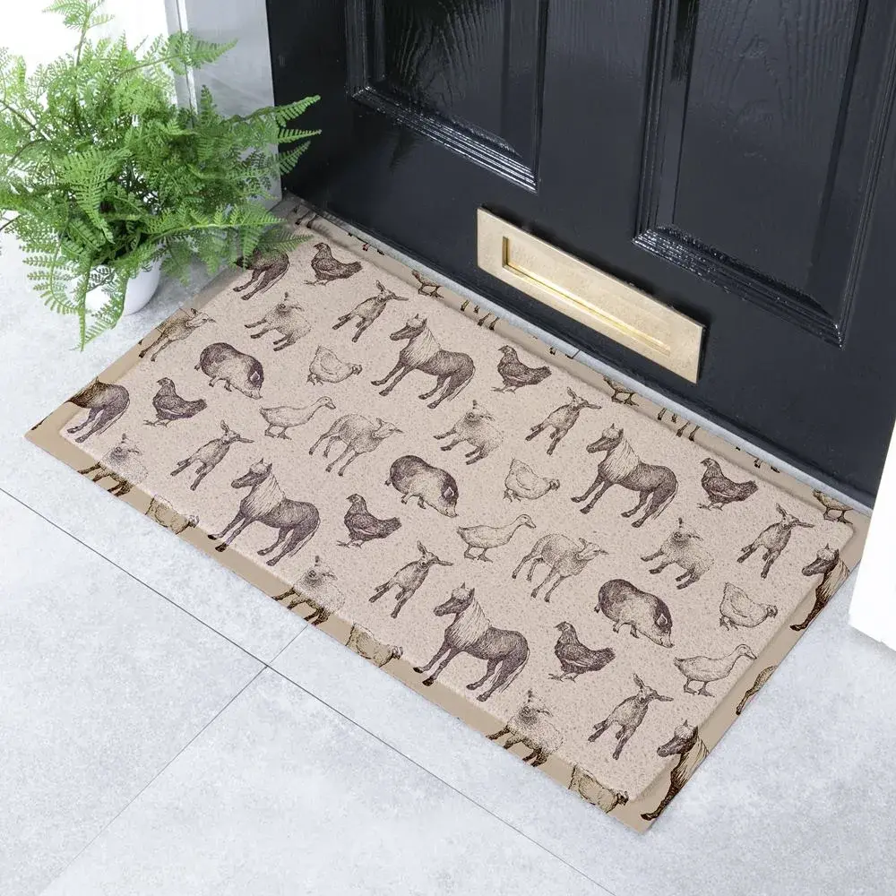 artsy doormats Vintage Farm Animals Indoor & Outdoor Doormat – 70x40cm