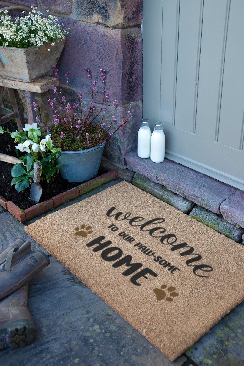 Artsy Doormats Welcome To Our Paw-Some Home Doormat (90 X 60cm)