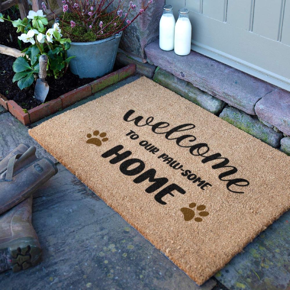 artsy doormats Welcome To Our Paw-Some Home Doormat (90 x 60cm)