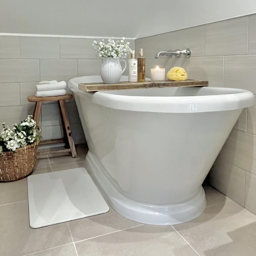 Artsy Doormats White Stone Non Slip Natural Bath Mat