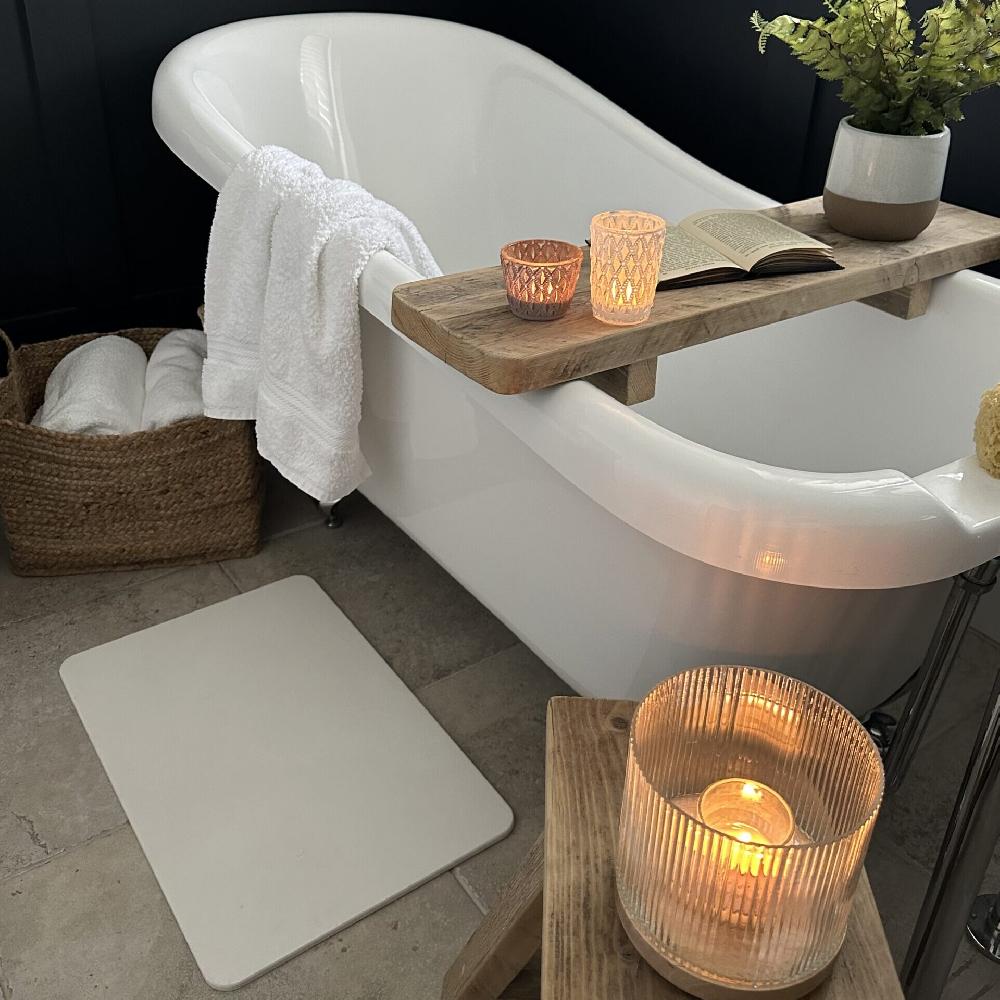 Artsy Doormats White Stone Non Slip Natural Bath Mat