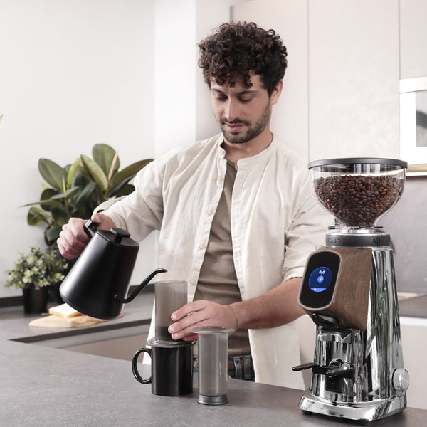 Ascaso AllGround All Purpose Home Coffee Grinder - Chrome W/ Dark Oak