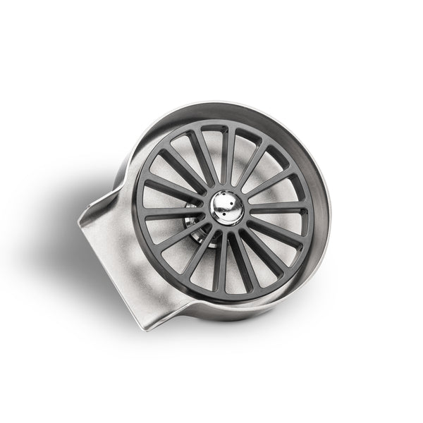 Ascaso GLASS RINSER FOR KITCHEN SINKS NSF APPROVED 4" ROUND STAINLESS STEEL PAN WITH DETACHED WOBBLE PLATE ACTIVATION