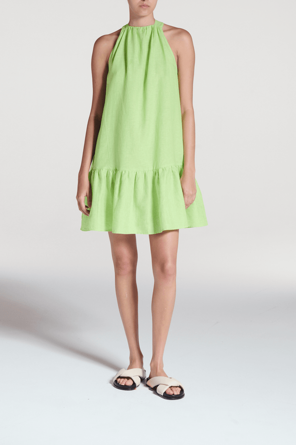 asceno Adana Dress Citrus Green Linen