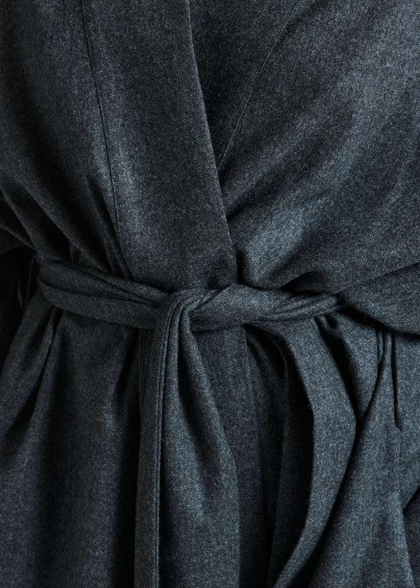 Asceno Athens Robe Charcoal Wool Cashmere Flannel
