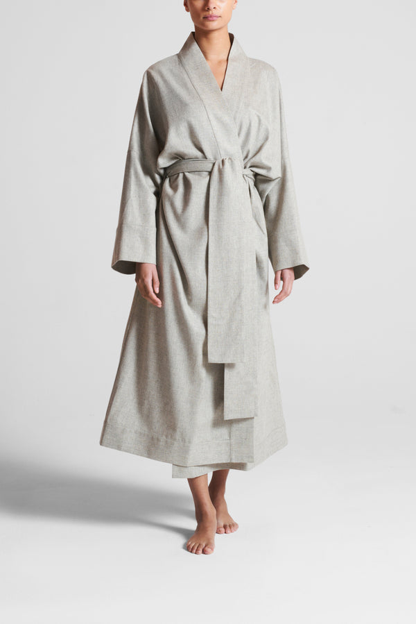 asceno Athens Robe Oat Wool Cashmere Flannel
