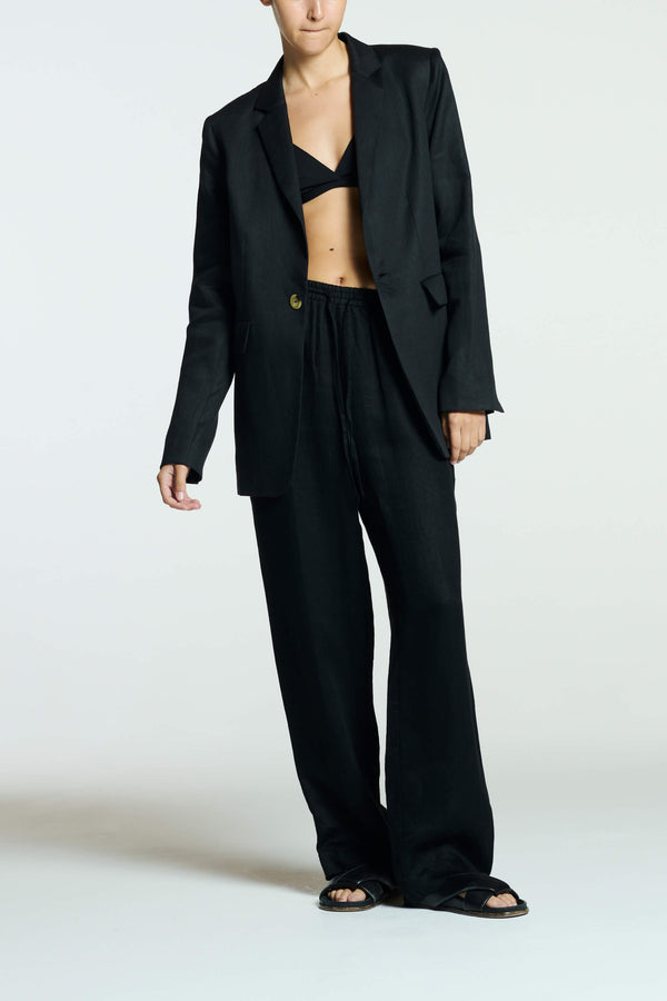 Asceno Aurelia Trouser Black Organic Heavy Linen