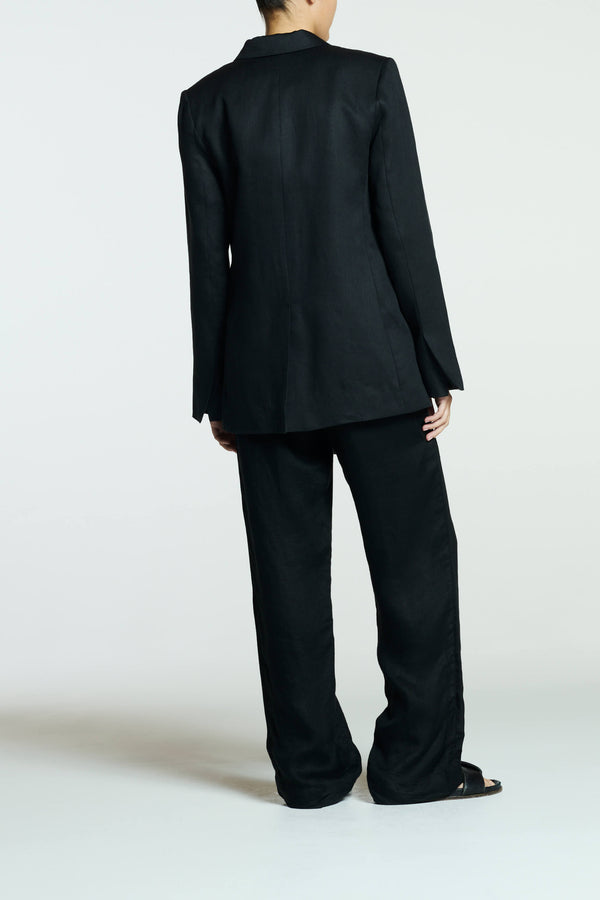 Asceno Aurelia Trouser Black Organic Heavy Linen