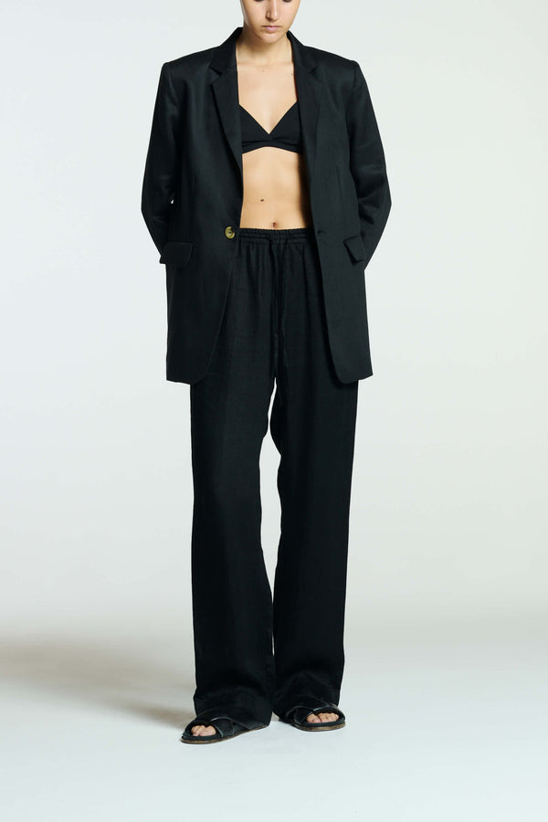 asceno Aurelia Trouser Black Organic Heavy Linen