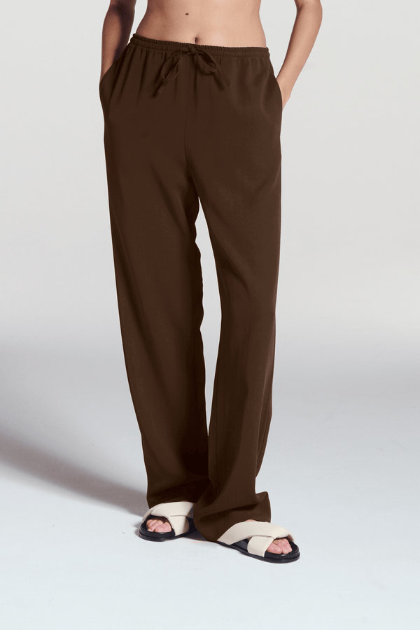 Asceno Aurelia Trouser Coffee Viscose Crepe