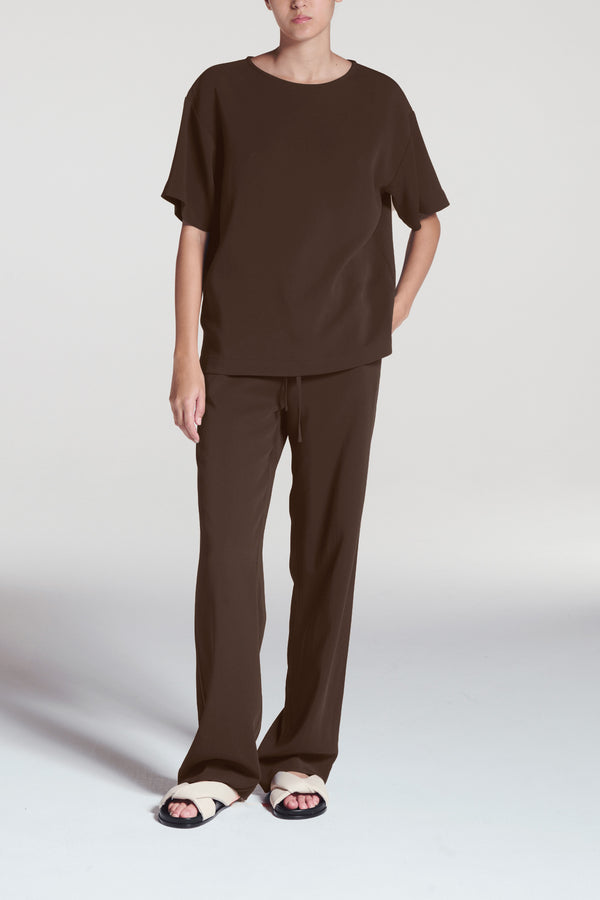 asceno Aurelia Trouser Coffee Viscose Crepe