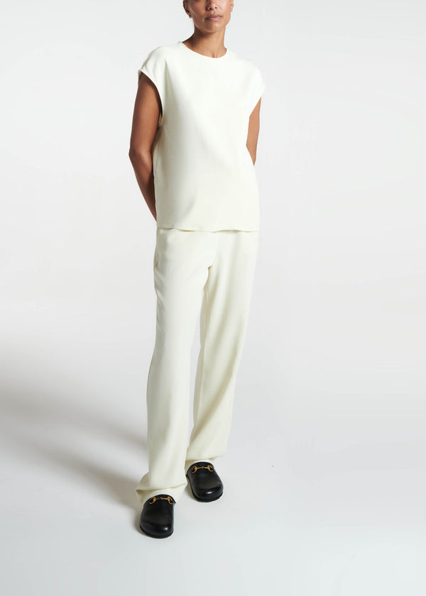 asceno Aurelia Trouser Ecru Viscose Crepe