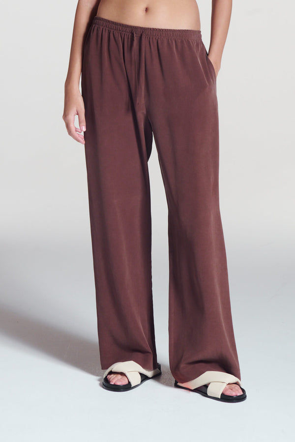 Asceno Aurelia Trouser Mahogany Silk Crepe