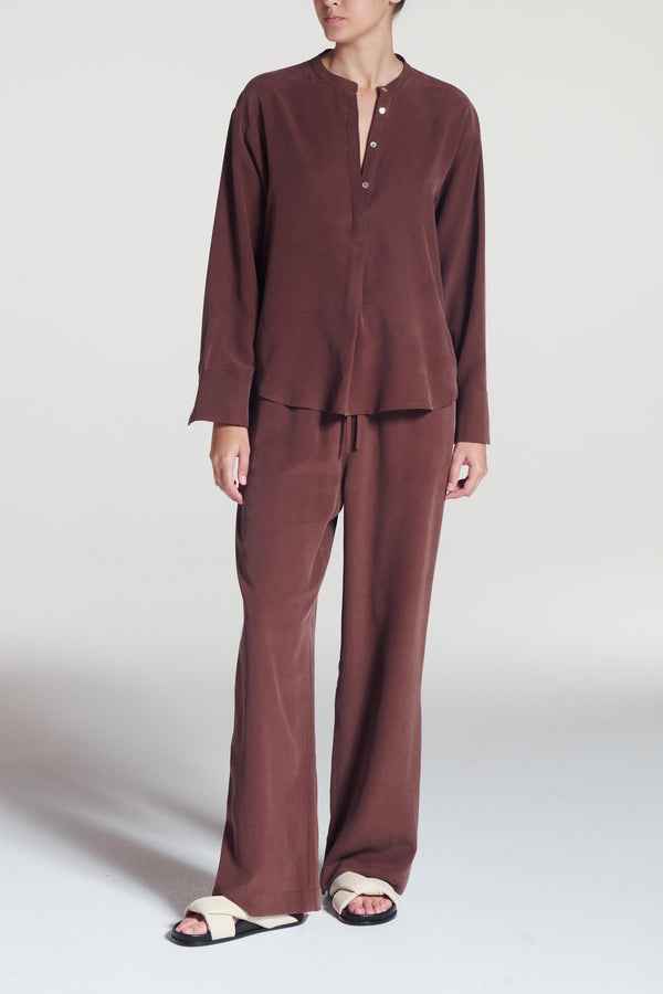 asceno Aurelia Trouser Mahogany Silk Crepe