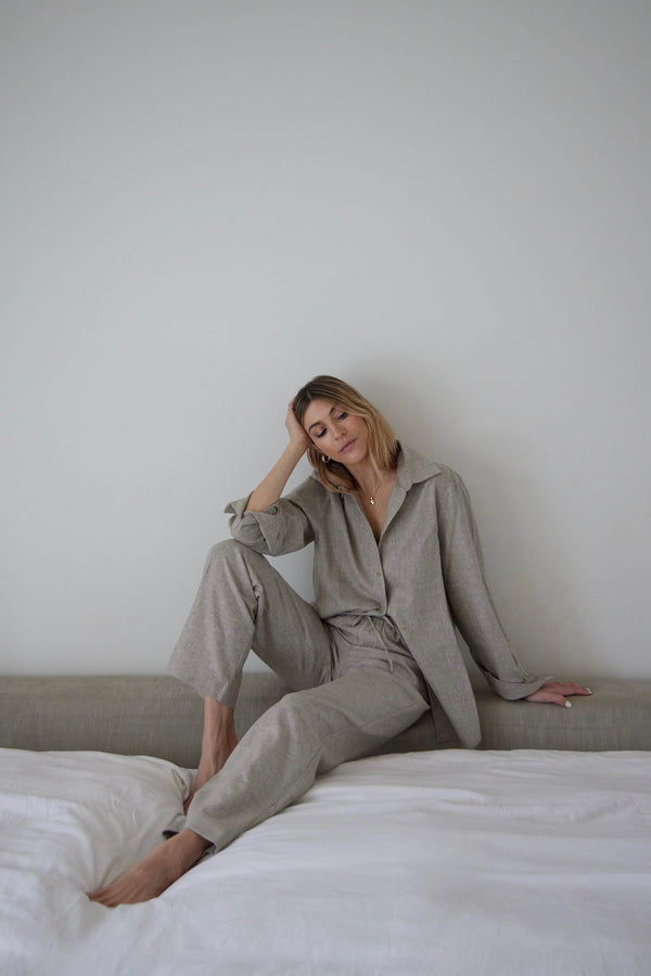 Asceno Aurelia Trouser Oat Wool Cashmere Flannel