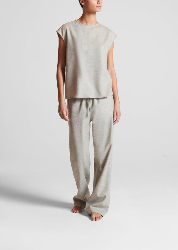 asceno Aurelia Trouser Oat Wool Cashmere Flannel