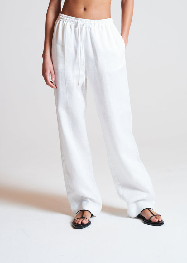 Asceno Aurelia Trouser White Heavy Linen