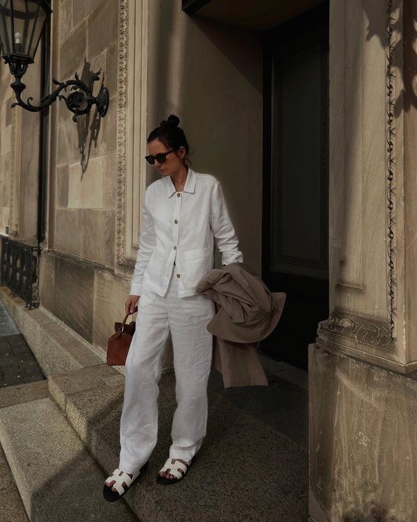 Asceno Aurelia Trouser White Heavy Linen