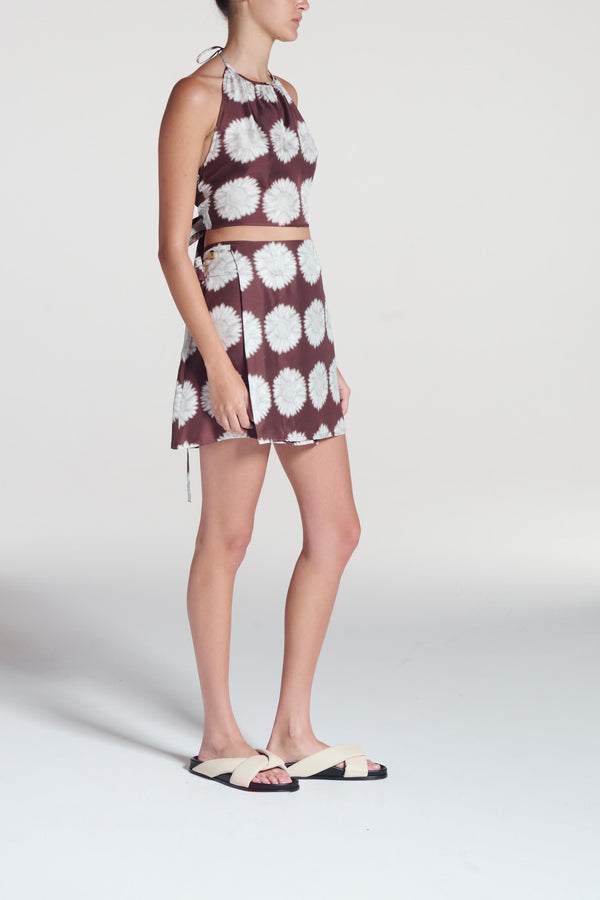 Asceno Bello Top Sunflower Mahogany Silk Twill
