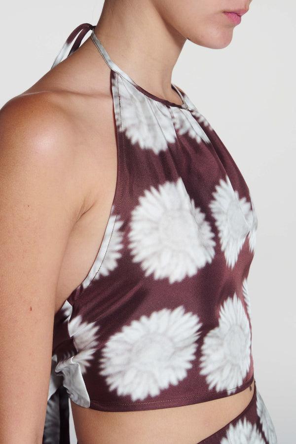 Asceno Bello Top Sunflower Mahogany Silk Twill