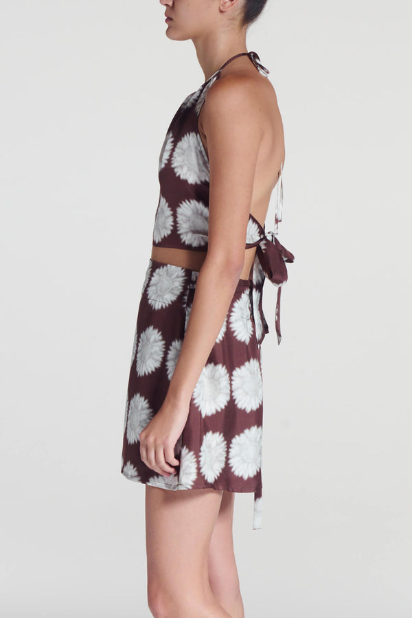 Asceno Bello Top Sunflower Mahogany Silk Twill