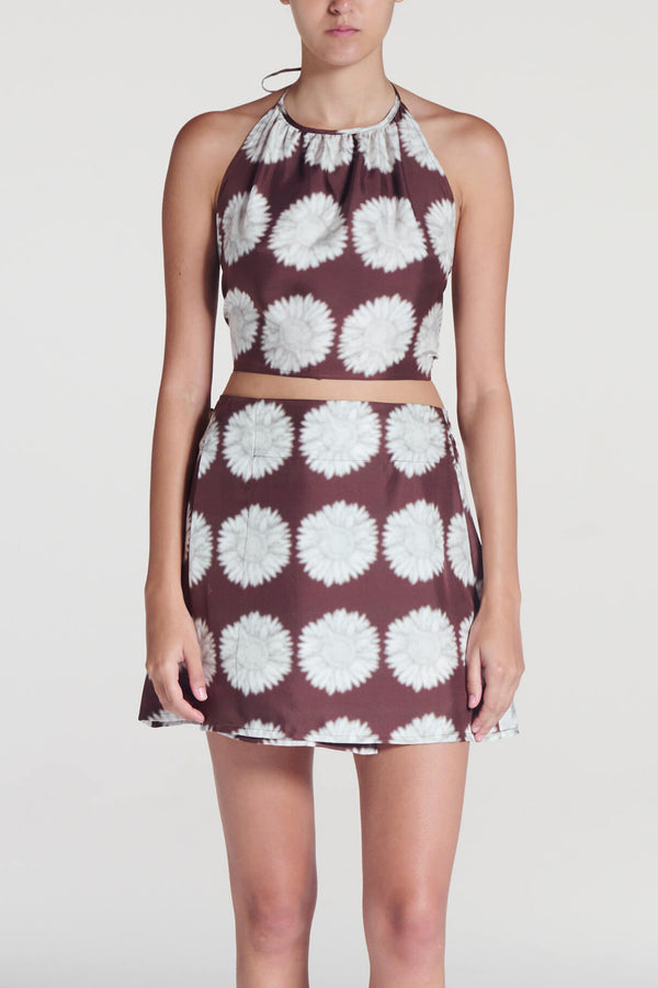 asceno Bello Top Sunflower Mahogany Silk Twill