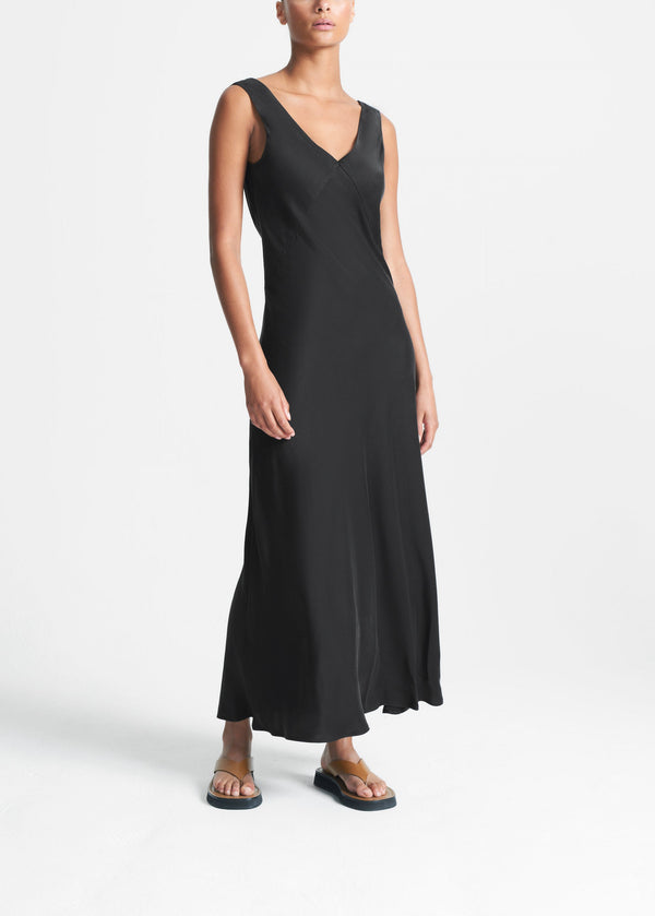 Asceno Bordeaux Slip Dress Black Silk