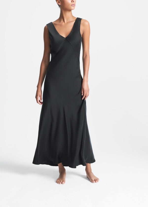 asceno Bordeaux Slip Dress Black Silk