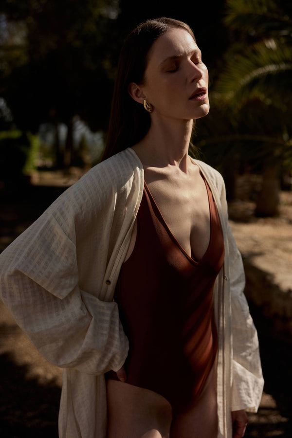 Asceno Comporta V-Neck Swimsuit Copper