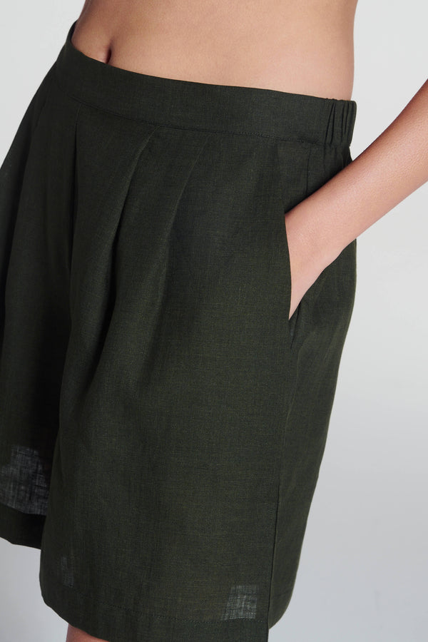 Asceno Dallas Short Sea Moss Green Linen