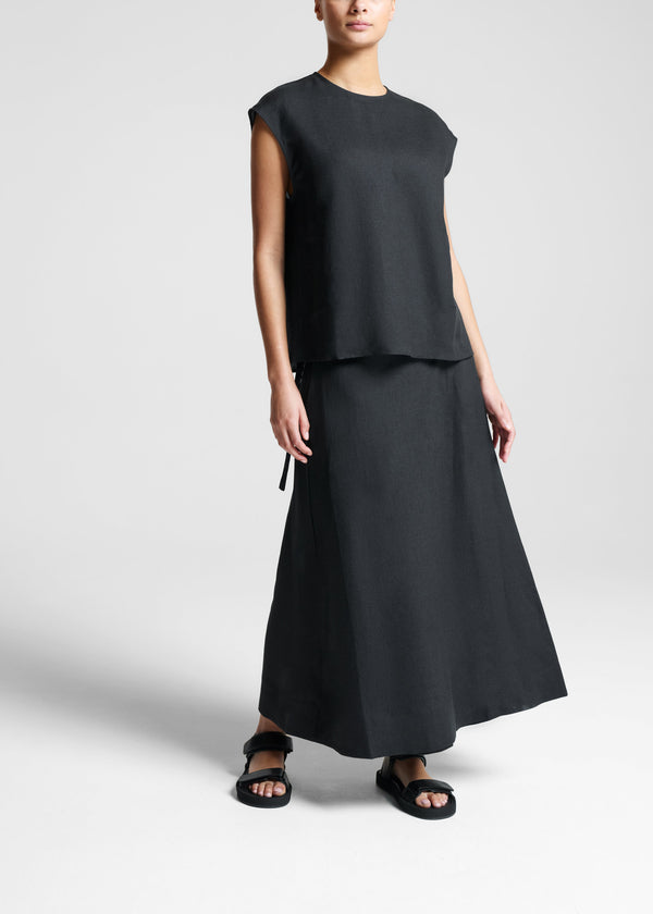 Asceno Dasha Sleeveless Top Black Organic Linen