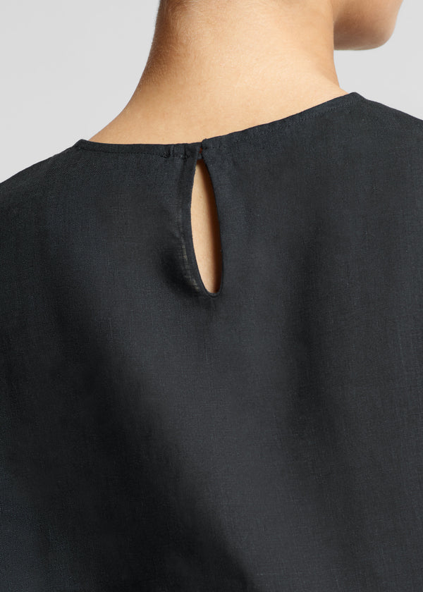 Asceno Dasha Sleeveless Top Black Organic Linen