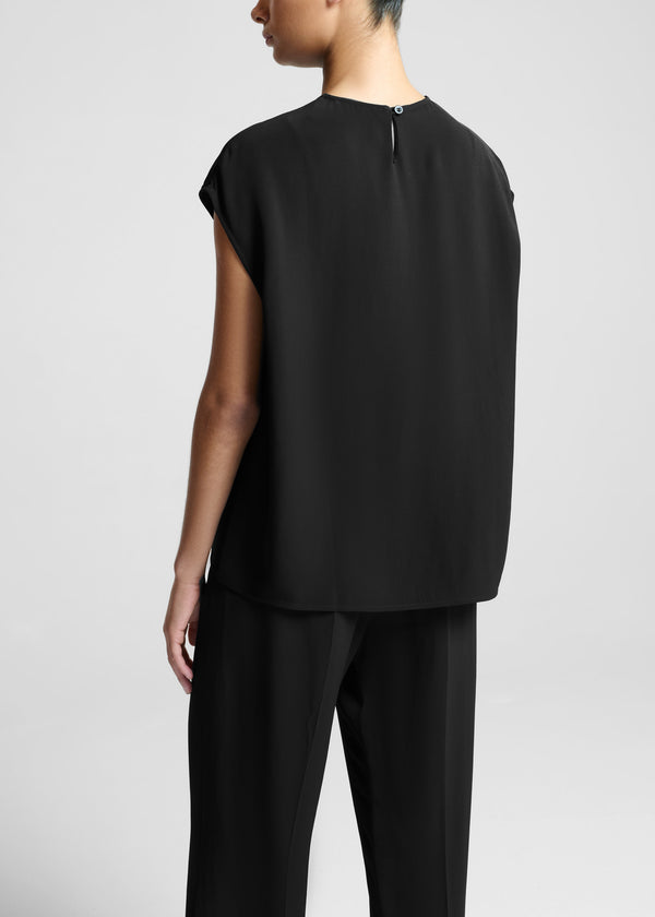 Asceno Dasha Sleeveless Top Black Viscose Crepe
