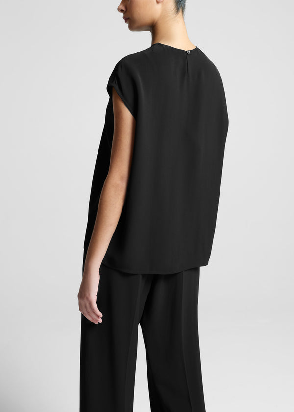Asceno Dasha Sleeveless Top Black Viscose Crepe