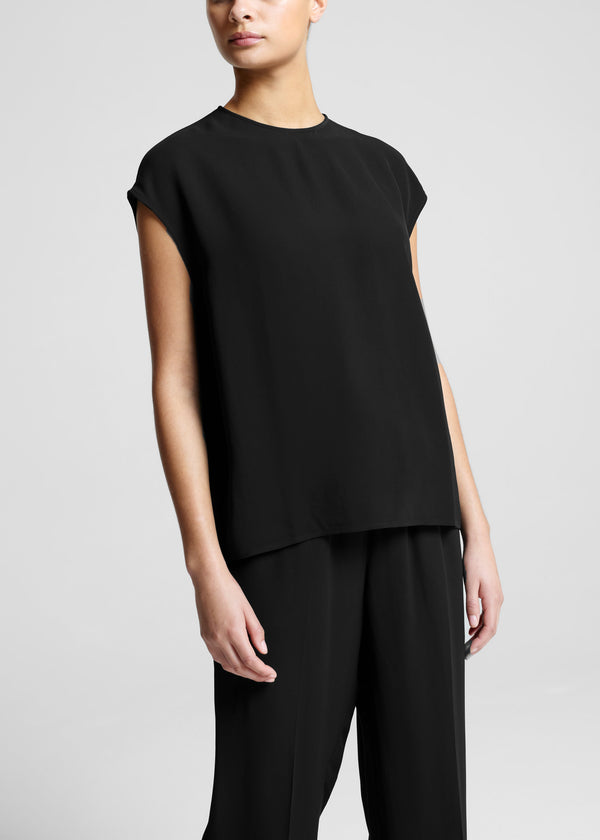 asceno Dasha Sleeveless Top Black Viscose Crepe