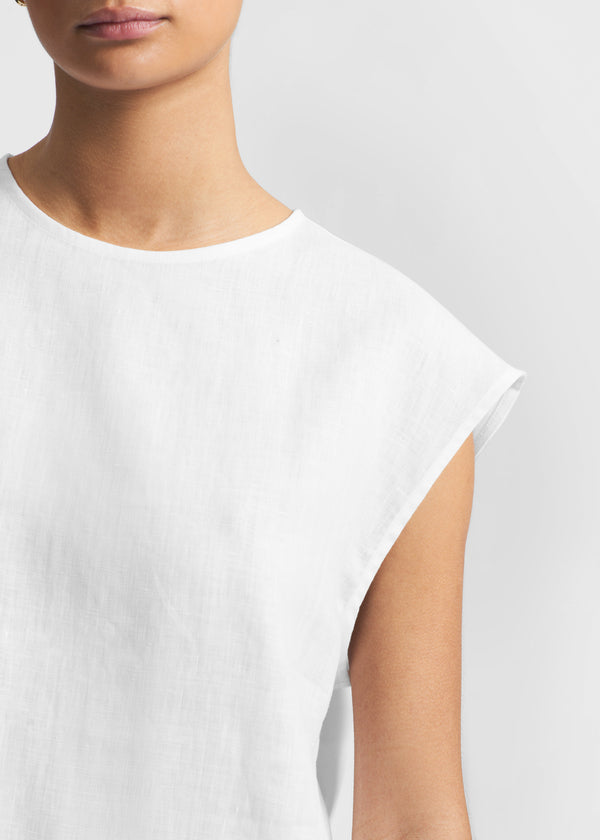 Asceno Dasha Sleeveless Top White Organic Linen