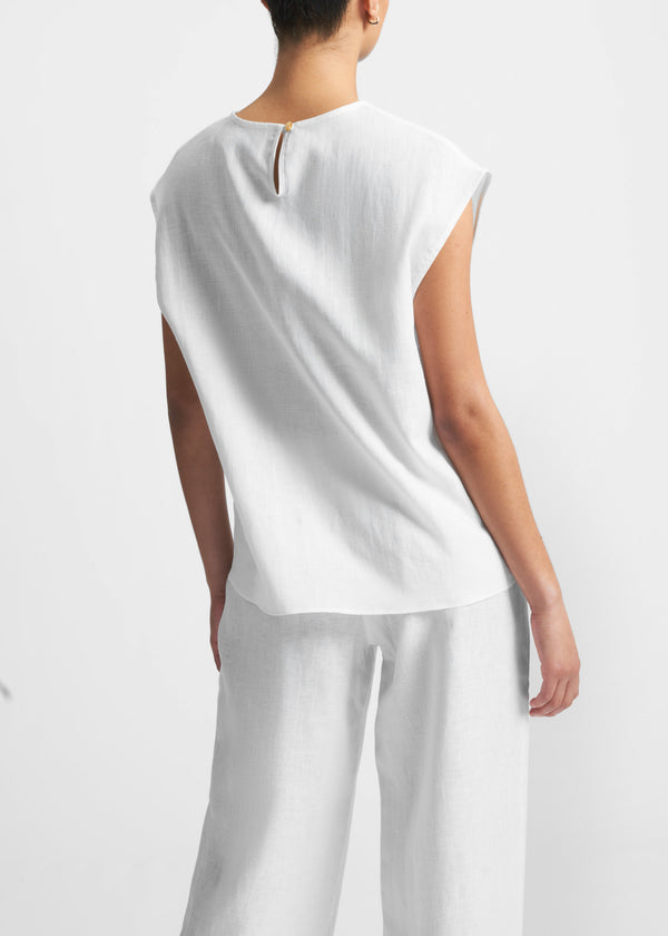 Asceno Dasha Sleeveless Top White Organic Linen
