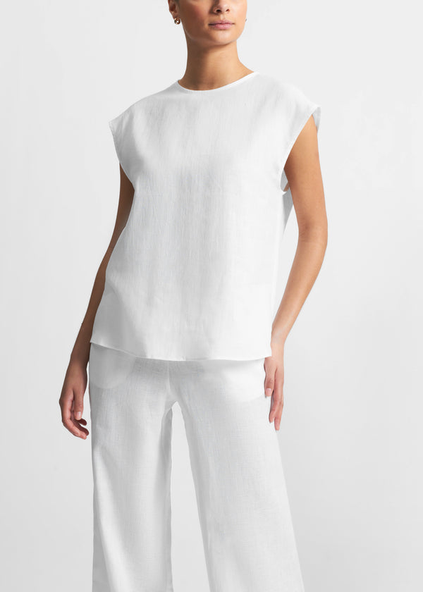 asceno Dasha Sleeveless Top White Organic Linen
