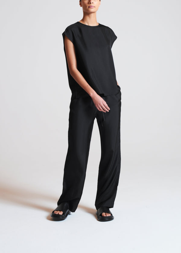 Asceno Dasha Top Black Silk Twill