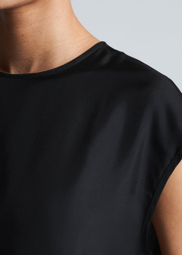 Asceno Dasha Top Black Silk Twill
