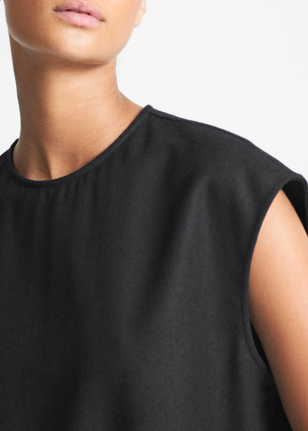 Asceno Dasha Top Black Wool Cashmere Flannel